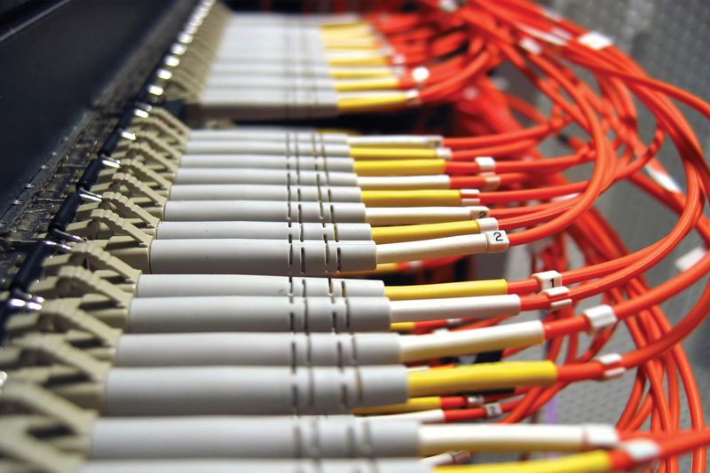 Bundles of colourful PVC-insulated wires and cables